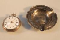 A George IV silver pair cased pocket watch and an ashtray