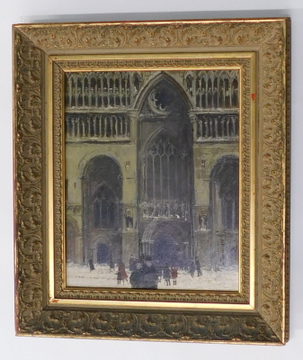 Peter Brannan (1926-1994). West front, Lincoln Cathedral, oil on board, signed, dated (19)63, titled verso, 34cm x 27cm. - 2