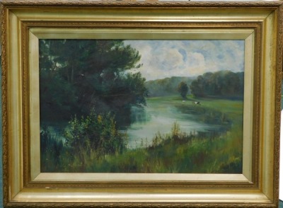 20thC British School. River landscape, oil on canvas, 49cm x 75cm. - 2