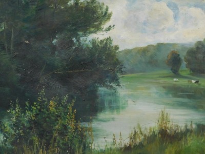 20thC British School. River landscape, oil on canvas, 49cm x 75cm. - 3