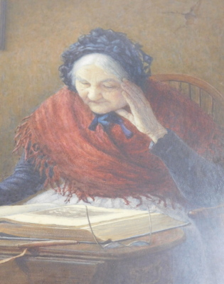 Henry M. Terry (act.1879-1920). Old lady reading, watercolour, signed, 39cm x 30cm.