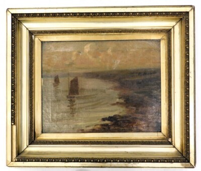 19thC British School. Sailing boats off the coast, oil on canvas, 35cm x 45cm. - 2