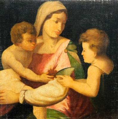 After Raphael. Madonna della Seggiola, oil on canvas, 49cm x 49cm.