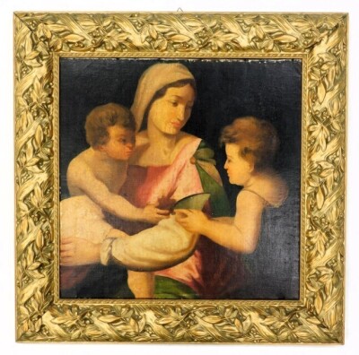 After Raphael. Madonna della Seggiola, oil on canvas, 49cm x 49cm. - 2