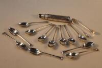 A set of twelve silver teaspoons and sugar tongs by William Hutton