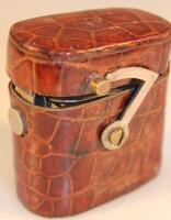 A 19thC leather cased travelling inkwell