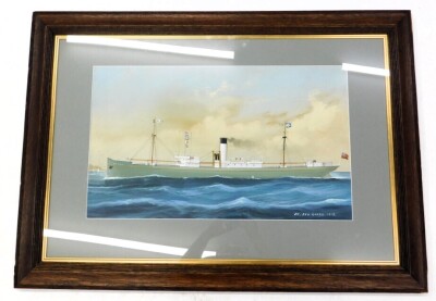 Early 20thC English School. The Merchant Steam Ship Sea Glory, launched 1919, gouache, dated 1919, 36cm x 60cm. Historian's note The SS Sea Glory was sunk by a German U-Boat on 7th July 1940. - 2