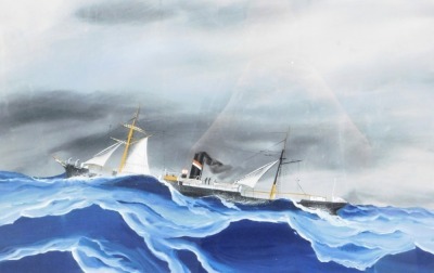 Early 20thC English School. Merchant steam sailing coaster Cairo, in a stormy sea, gouache, 37cm x 58cm.