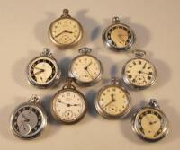 A small collection of Ingersoll pocket watches and others.