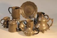 A collection of antique pewter