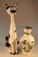 A Jema large buttery cat and a modern Masons baluster vase