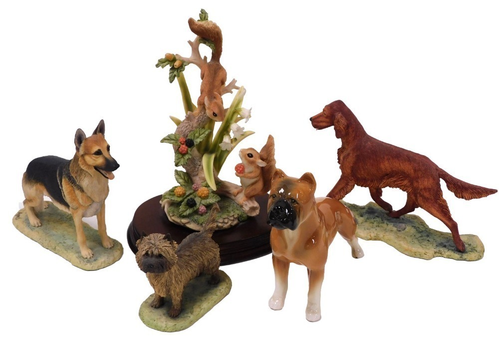 Three Border Fine Arts figures of dogs, by Ayres, comprising a