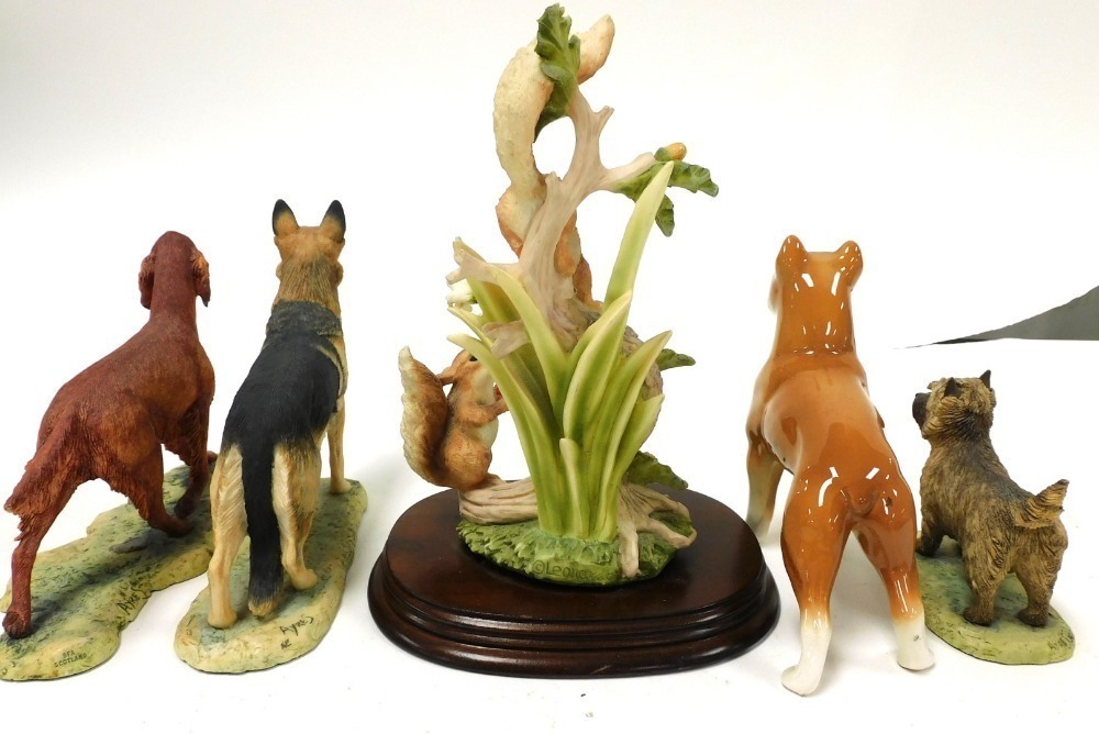 Three Border Fine Arts figures of dogs, by Ayres, comprising a