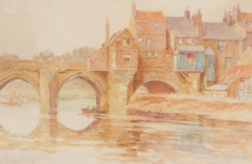 Frank Thompson (British, 1852-1927). River and townscape, with figures ...