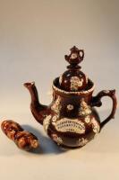 A Bargeware teapot impressed 'Mr & Mrs Mallerstang 1901'