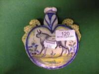 A Faience water flask in the style of Quimper
