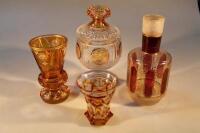 Three pieces of Amber wash glass