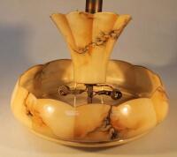 An early 20thC smoked glass decorative two-piece light fitting