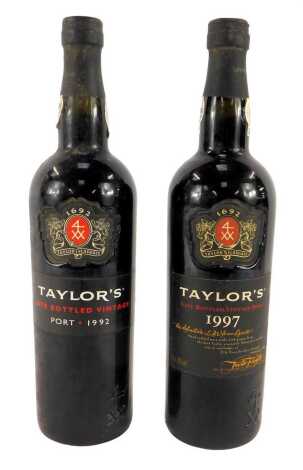 Two bottles of Taylors Late Bottled Vintage Port, 1992 and 1997.