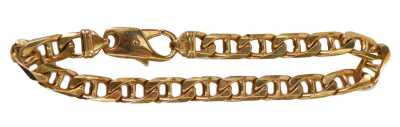 A 9ct gold identity bracelet, with rectangular curb links, 20cm long, 23.8g all in.