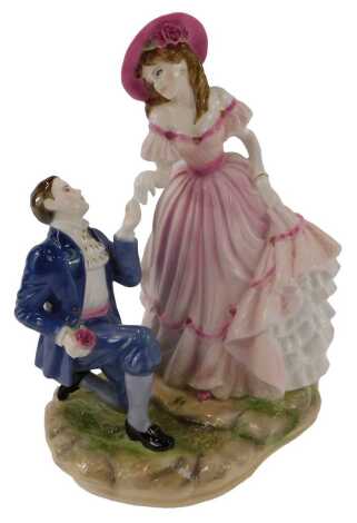 A Royal Worcester porcelain figure group modelled as With Love, Age of Romance, limited edition of 500, 24cm high.