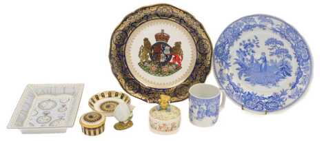 A group of collectable ceramics, to include a Royal Worcester In Celebration of the New Millennium 2000AD Time rectangular trinket dish, 21.5cm x 16cm, a Royal Worcester Celebration 2000 collection porcelain trinket box and cover, Royal Doulton Winnie the