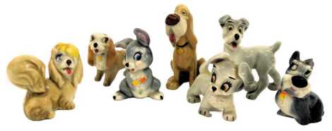 A group of Wade Lady and the Tramp figures, to include Lady, 4cm high, Tramp, 5cm high, etc. (7)