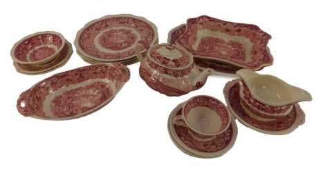 A group of Masons ironstone Vista pattern part tea and dinner wares, including a teapot, dinner plates, teacup and saucer, etc. (a quantity)