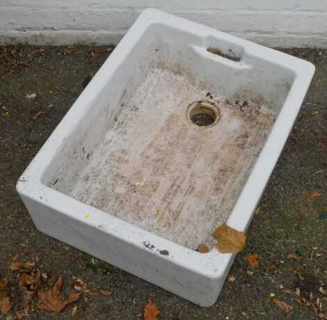 A Belfast sink, 22cm high, top 62.5cm x 47cm.