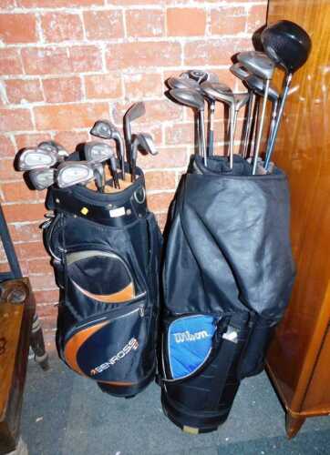 A Wilson golf bag, together with assorted golf clubs, and Ben Ross golf bag with Ping irons.