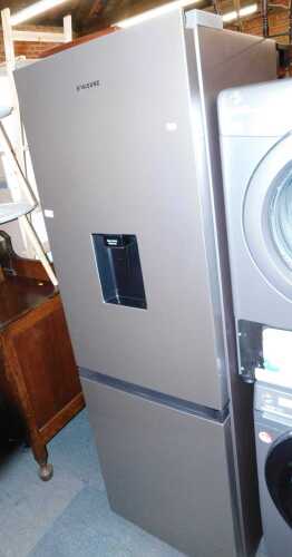 A Samsung fridge freezer, in silver, with water dispenser, model no. RB34T632ESA.