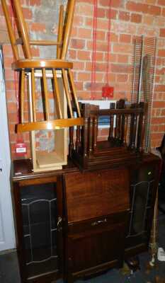 A group of furniture, including an oak bureau, oak nest of tables, CD rack, etc. (a quantity)