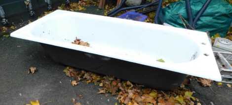 A mid century cast iron bath, 41cm high, 166cm wide.