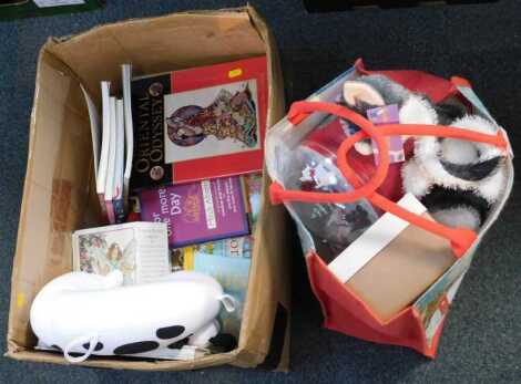 Books, Fairy books, cushion, etc.(1box)