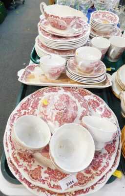 A Wedgwood Royal Homes of Britain pattern part dinner service, with pink decoration. (2 trays)