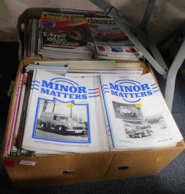 Various Classic Cars, Minor Matters and other motoring magazines. (2 boxes)