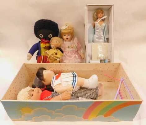 WITHDRAWN PRE SALE BY VENDOR.Dolls, to include an Elf, a Chad Valley doll dressed in blue and orange pinstriped suit, a Tona Doll Company Inc. Emmy doll, etc. (a quantity)