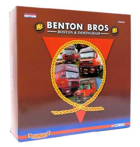 Corgi Hauliers of Renown 1:50 scale diecast limited edition Benton Bros of Boston and Immingham, including three tractor units, flatbed container trailer, CC99173, boxed.