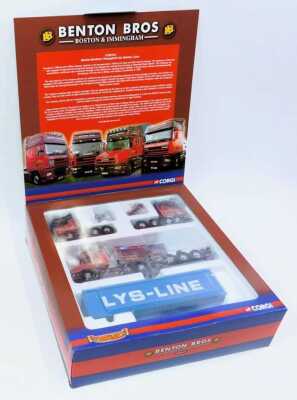 Corgi Hauliers of Renown 1:50 scale diecast limited edition Benton Bros of Boston and Immingham, including three tractor units, flatbed container trailer, CC99173, boxed. - 2