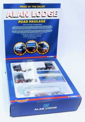 Corgi Hauliers of Renown 1:50 scale diecast Alan Lodge Pride of the Dales limited edition set, including a DAF XF tractor unit, Scania Top Line tractor unit, MAN TGA tractor unit, a Clayton tanker and limited edition booklet, CC99164, boxed. - 2