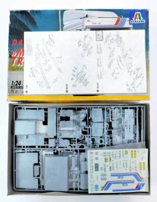 Italeri and Revell model kits, including a number 759 1:24 Renault 360 turbo, a 1:24 scale number 788 DAF 95 master truck, and a Revell 7544 1:25 scale Phoenix Man racing truck G Korber/M Santos European Champions 1991, boxed. (3) - 3