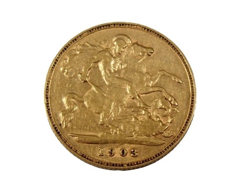 An Edward VII half gold sovereign dated 1903.