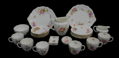 A quantity of Royal Crown Derby Posies pattern teaware, etc., to include six cups, saucers, milk jugs, sugar bowl, larger jug, etc.