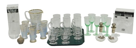 A quantity of glass, to include Dartington, turned Laithwaites Signature series wine glasses, a similar vase, 1950s lemonade set, etc.