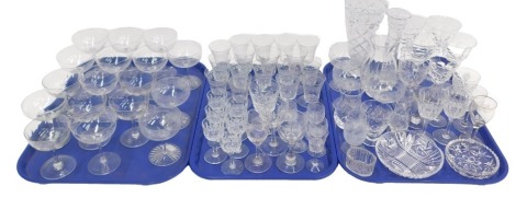 A large quantity of cut glass, various styles and designs. (3 trays)