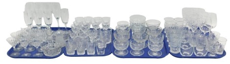 A large quantity of cut glass, various styles and designs. (4 trays)