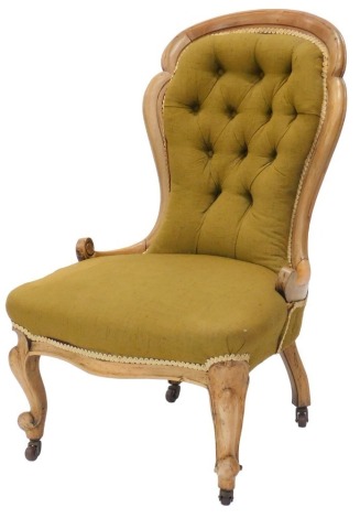 A Victorian spoonback nursing chair, with cabriole legs (AF).