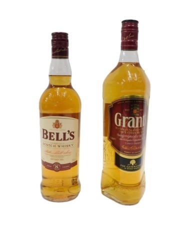 A bottle of Bell's Finest Scotch whisky, Aged 8 Years, 70cl, and a bottle of Grants Blended Scotch whisky.