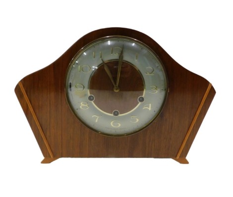 A 1950s/60s Smiths mantel clock, in a walnut case, 32cm wide.