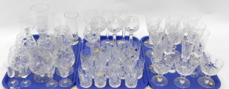 A group of JJ 'Bermuda' lead crystal wares, comprising brandy glasses, champagne flutes, tumblers, etc. (3 trays)